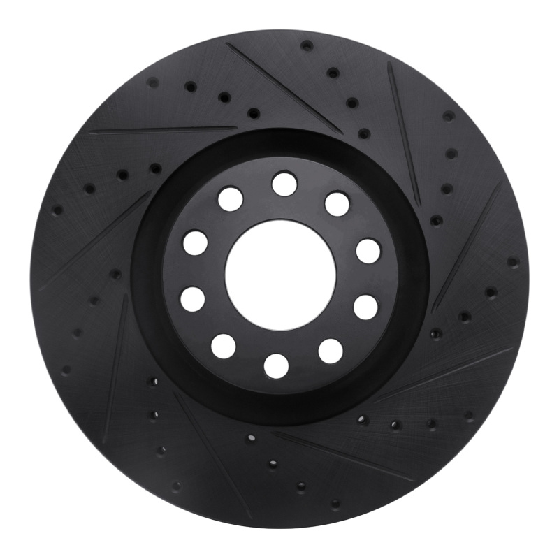 Audi S6 Brake Rotor (1) - Front Right - R1 Concepts - Drilled & Slotted - Black - `99-`04